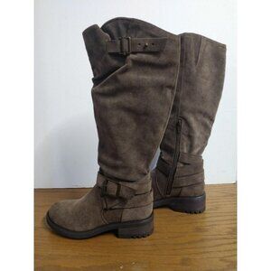 Carlos By Carlos Santana Womens Brown Suede Knee-High Sabina Boots 7.5M With Buc